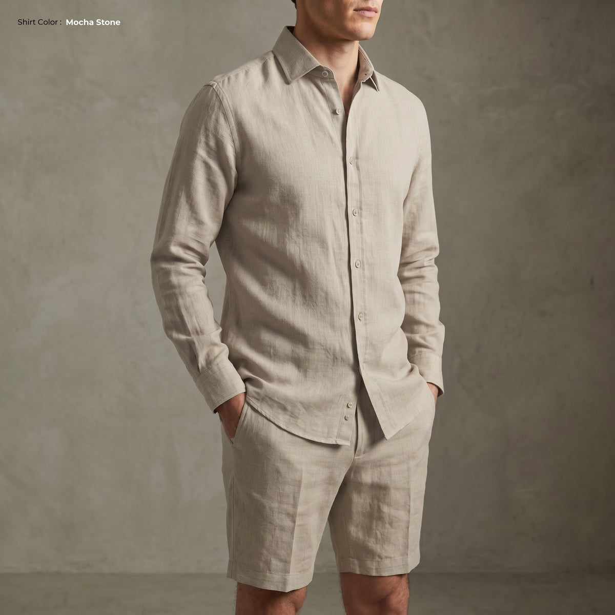 Men's Pure Linen Set in Mocha Stone – Vale by OrganoLinen