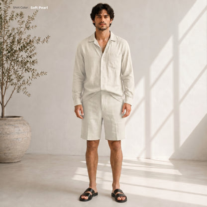 Men's Pure Linen Set in Soft Pearl – Vale by OrganoLinen
