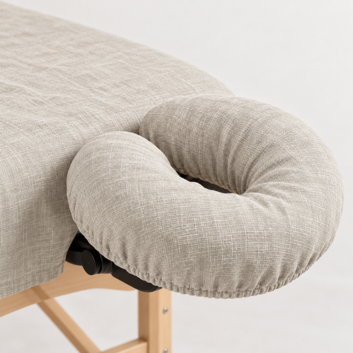 ZEN linen face cradle cover for massage tables in Cloud Haze