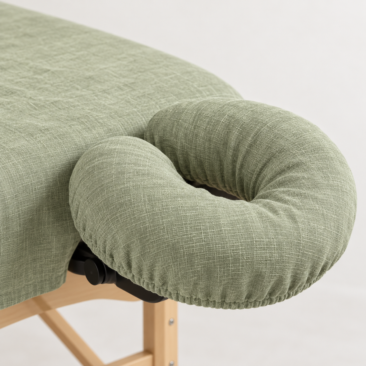 ZEN linen face cradle cover for massage tables in Pistachio Mist