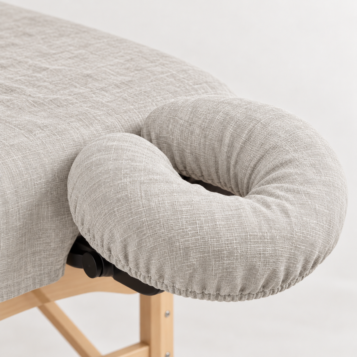 ZEN linen face cradle cover for massage tables in Vanilla Flax