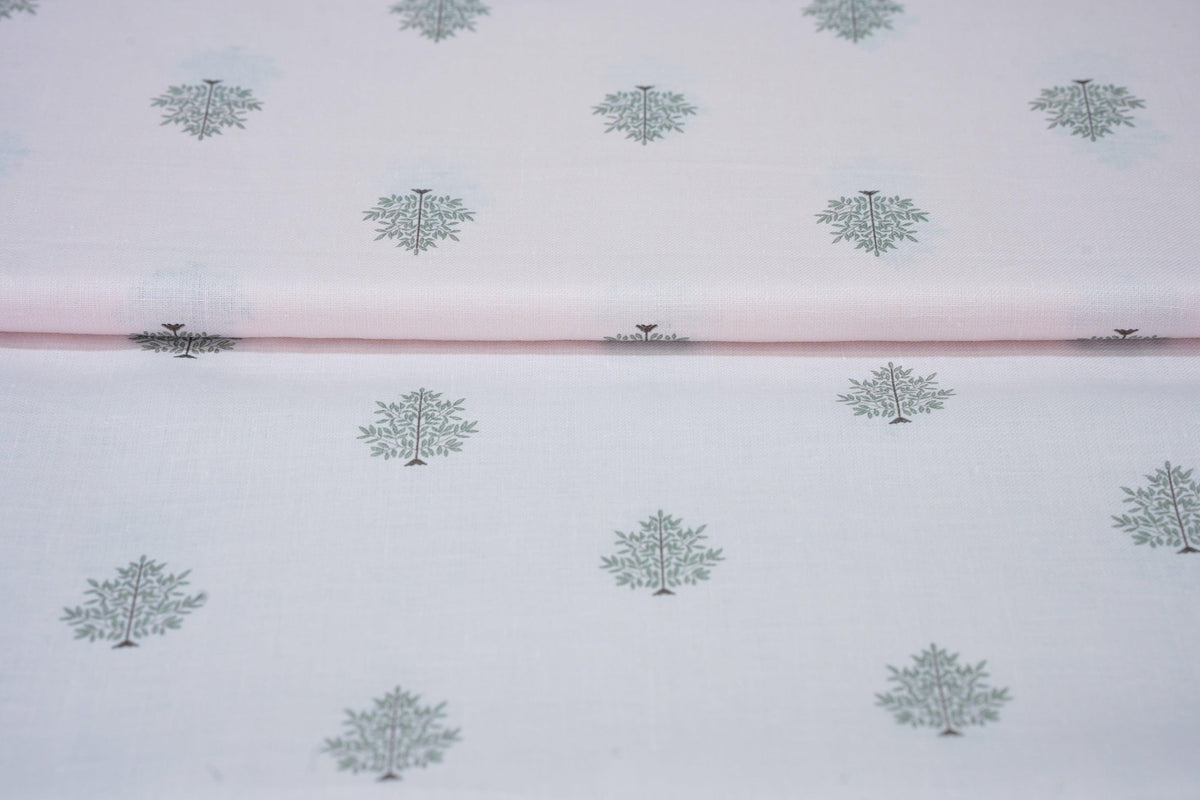 Digital Tree Print on Light Pink base, 100% Linen by OrganoLinen