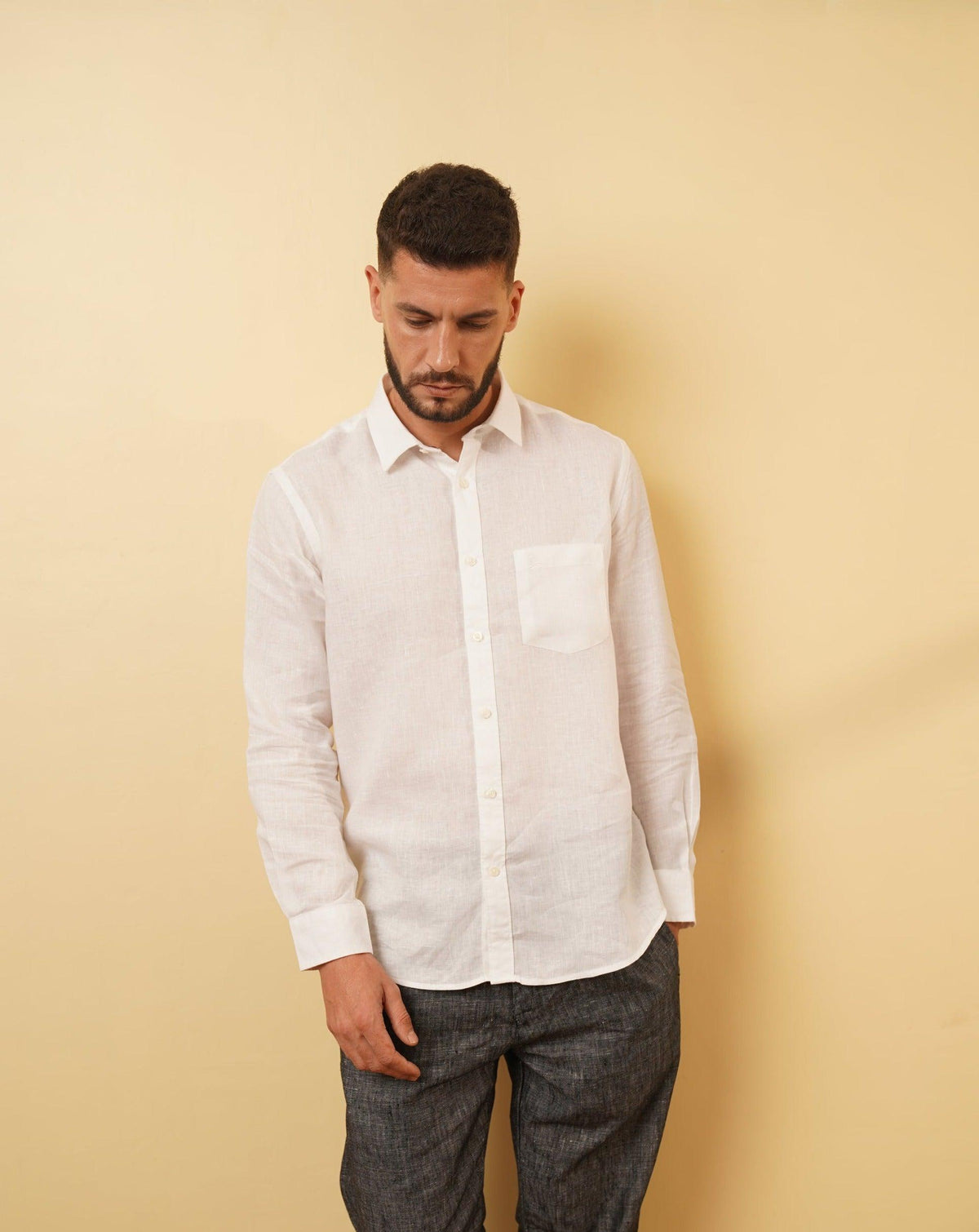 Premium White Linen Button-Up Shirt for Men – Concord by OrganoLinen