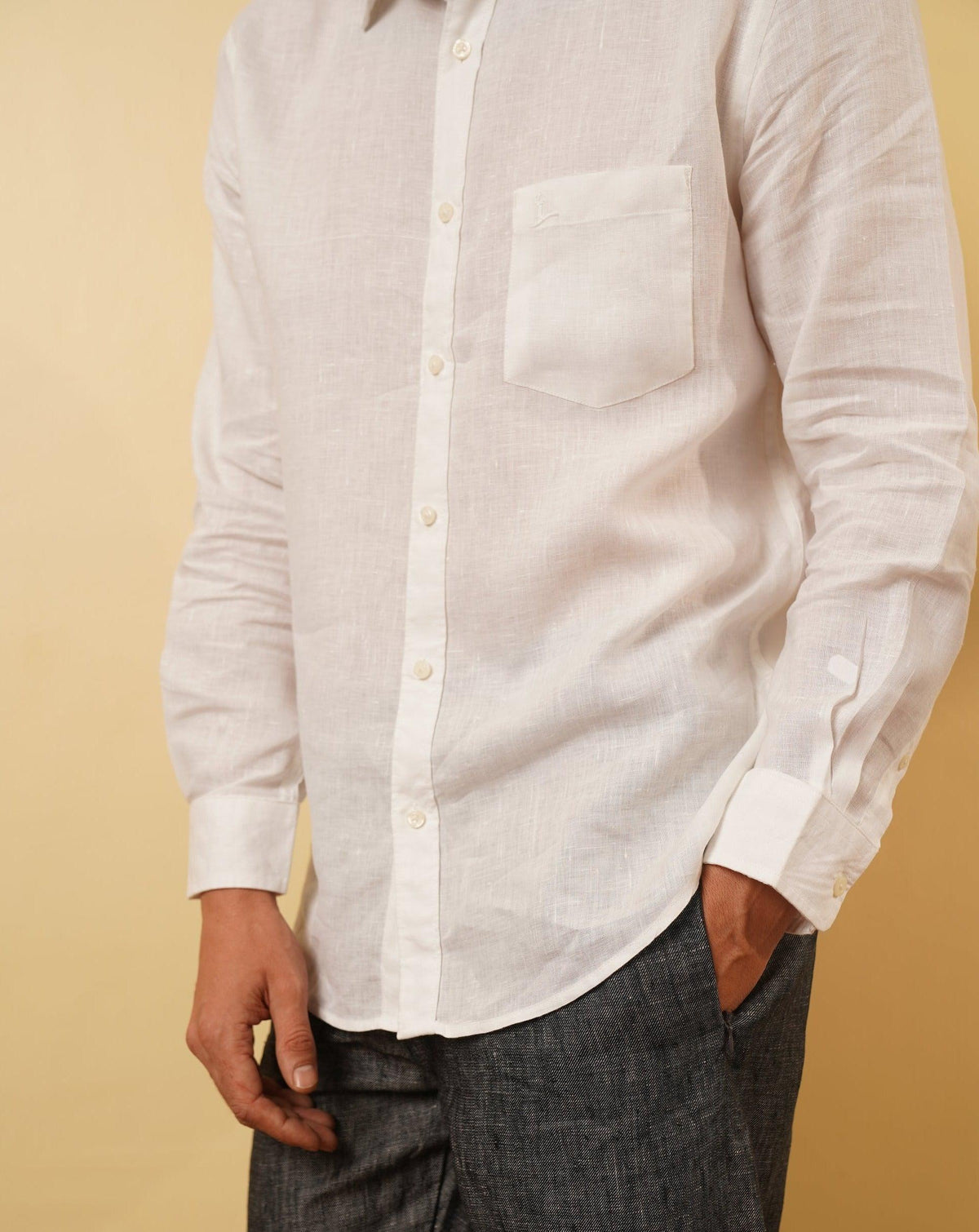 Premium White Linen Button-Up Shirt for Men – Concord by OrganoLinen