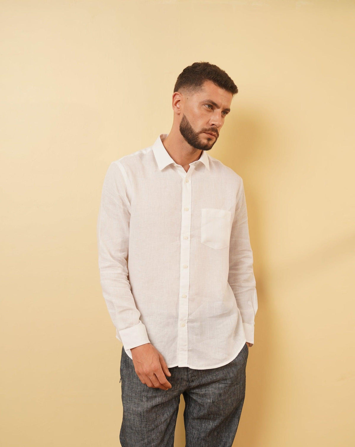 Premium White Linen Button-Up Shirt for Men – Concord by OrganoLinen
