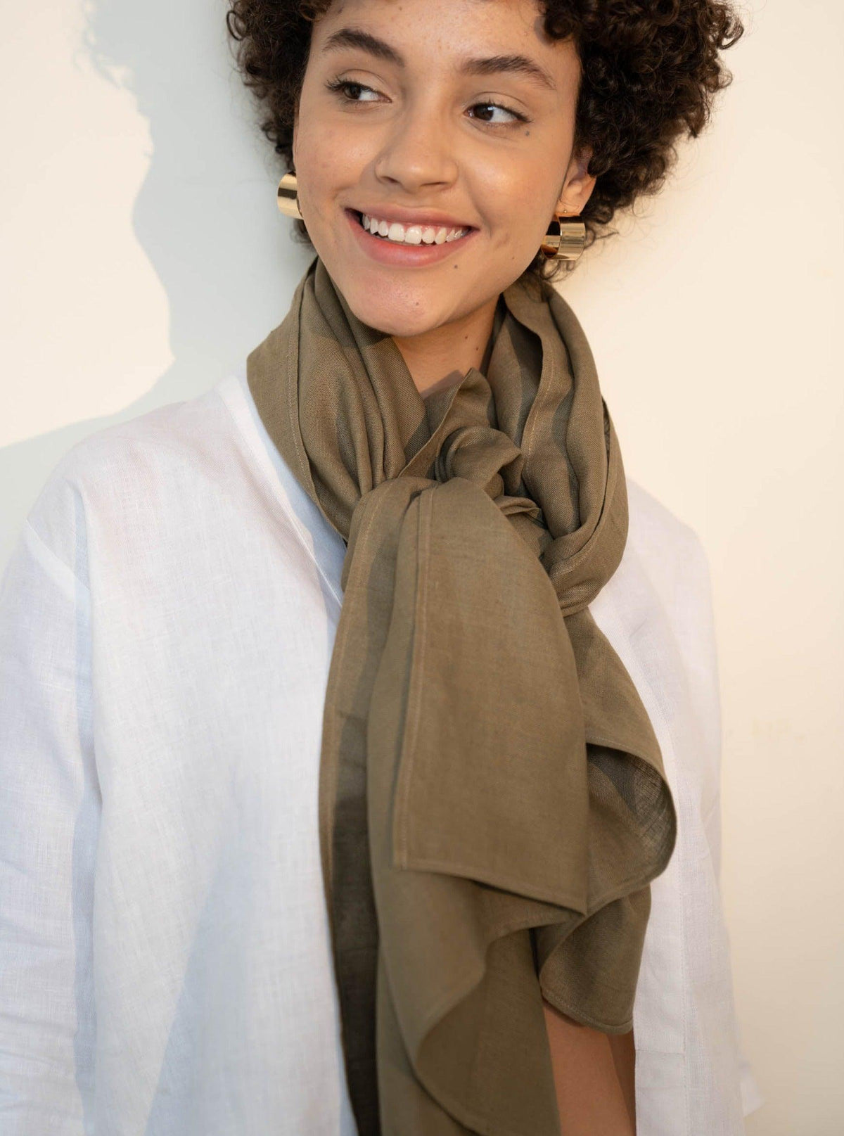 Tan Linen Scarf – Noah by OrganoLinen