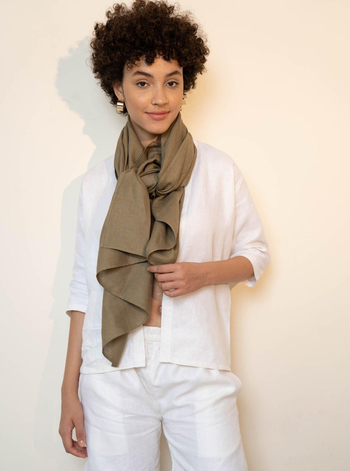 Tan Linen Scarf – Noah by OrganoLinen